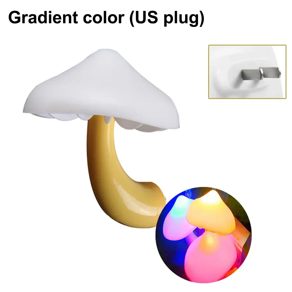 Christmas Gift LED Night Lights Mushroom Shape Automatic Sensor Bedroom Decor Wall Lamps for Kid Room Bedside Lamp US/EU Plug