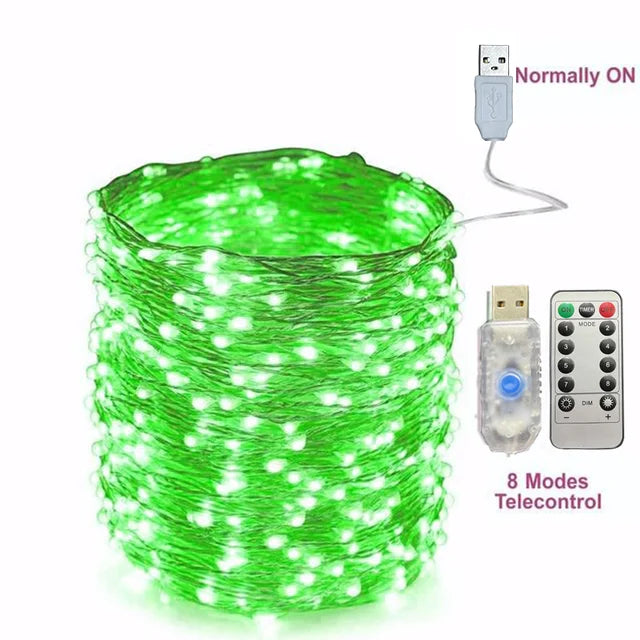 5M-30M USB String Lights 8 Modes Fairy Lights Copper Wire LED String Lights for Christmas Wedding New Year Garland Decoration