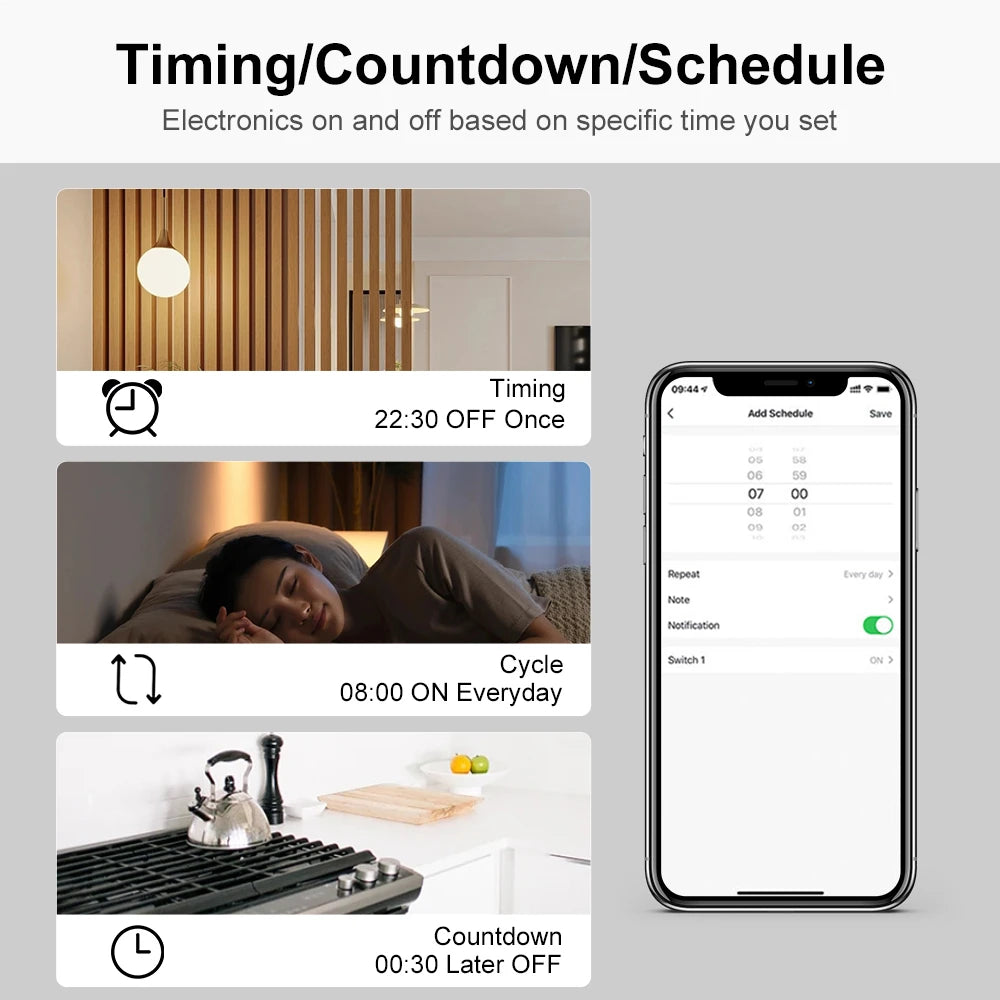 Smart ZigBee3.0 Light Switch Module 16A MiNi DIY Breaker Switch Supports 2 Way Control App Remote Control for Alexa Google Home
