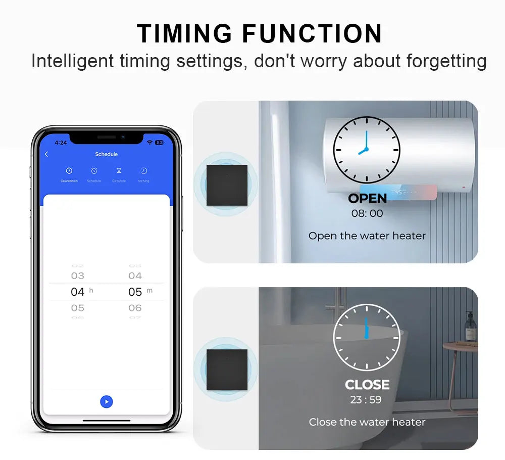 Zigbee Water Heater Large Button Switch Remote and Timer Control Tuya Smart Life App Compatible with Alexa and Google Home