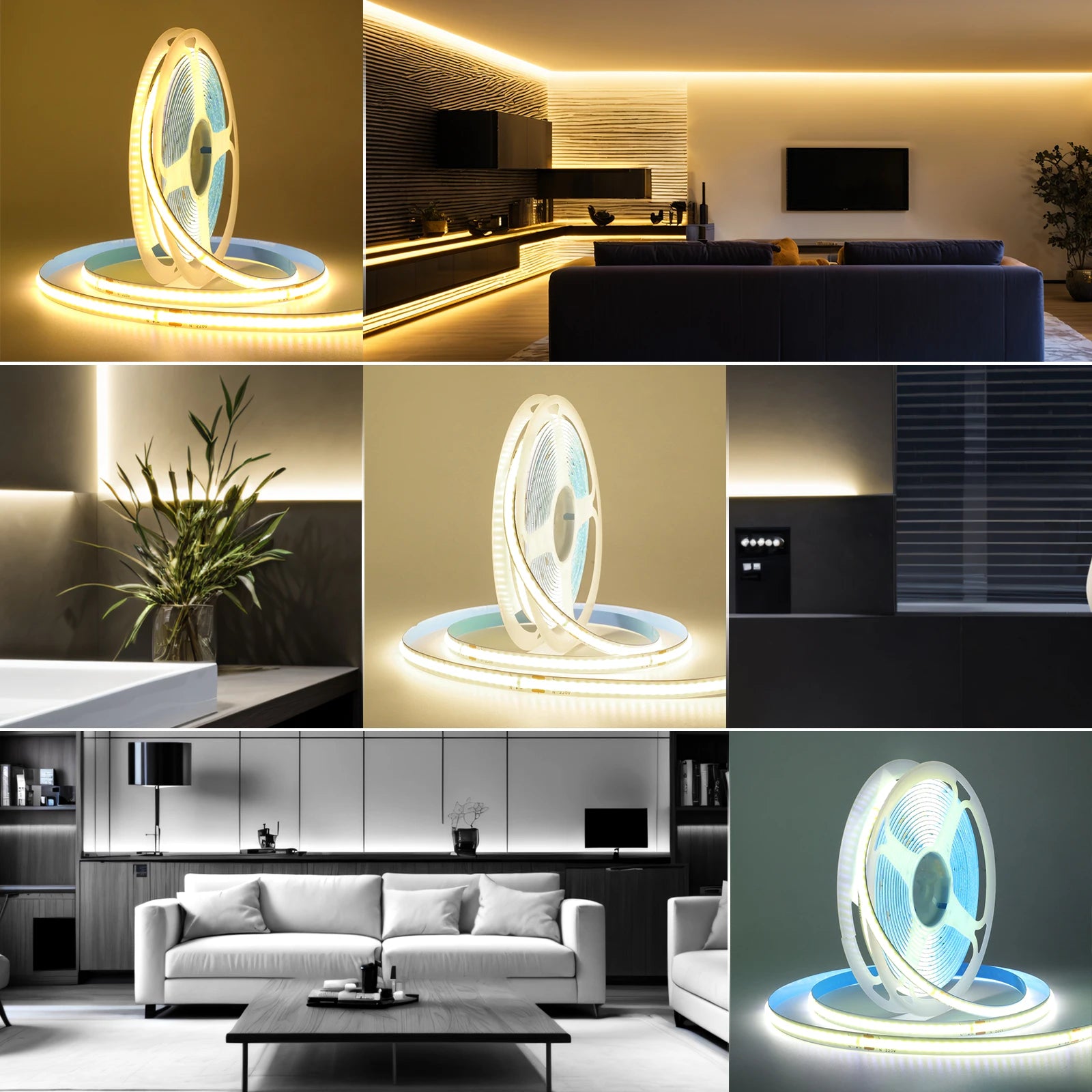 220V COB LED Strip Light 5M 10M 15M 20M Flexible Tape No Need Driver High Brightness 240LEDs RA90 Red Blue White Linear Lighting