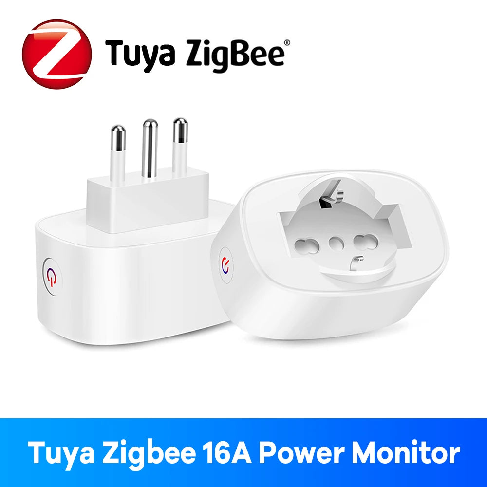 Italian Chilean Plug EU Compatible Zigbee Smart Socket BSD60 16A20A Power Monitor App Remote Control for Alexa Google Assistant