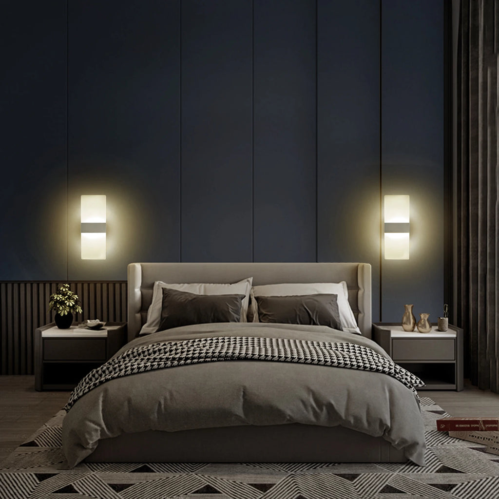 Modern minimalist wall lamp, indoor LED wall light, aluminum acrylic hardwire, bedroom living room corridor staircase Sconces