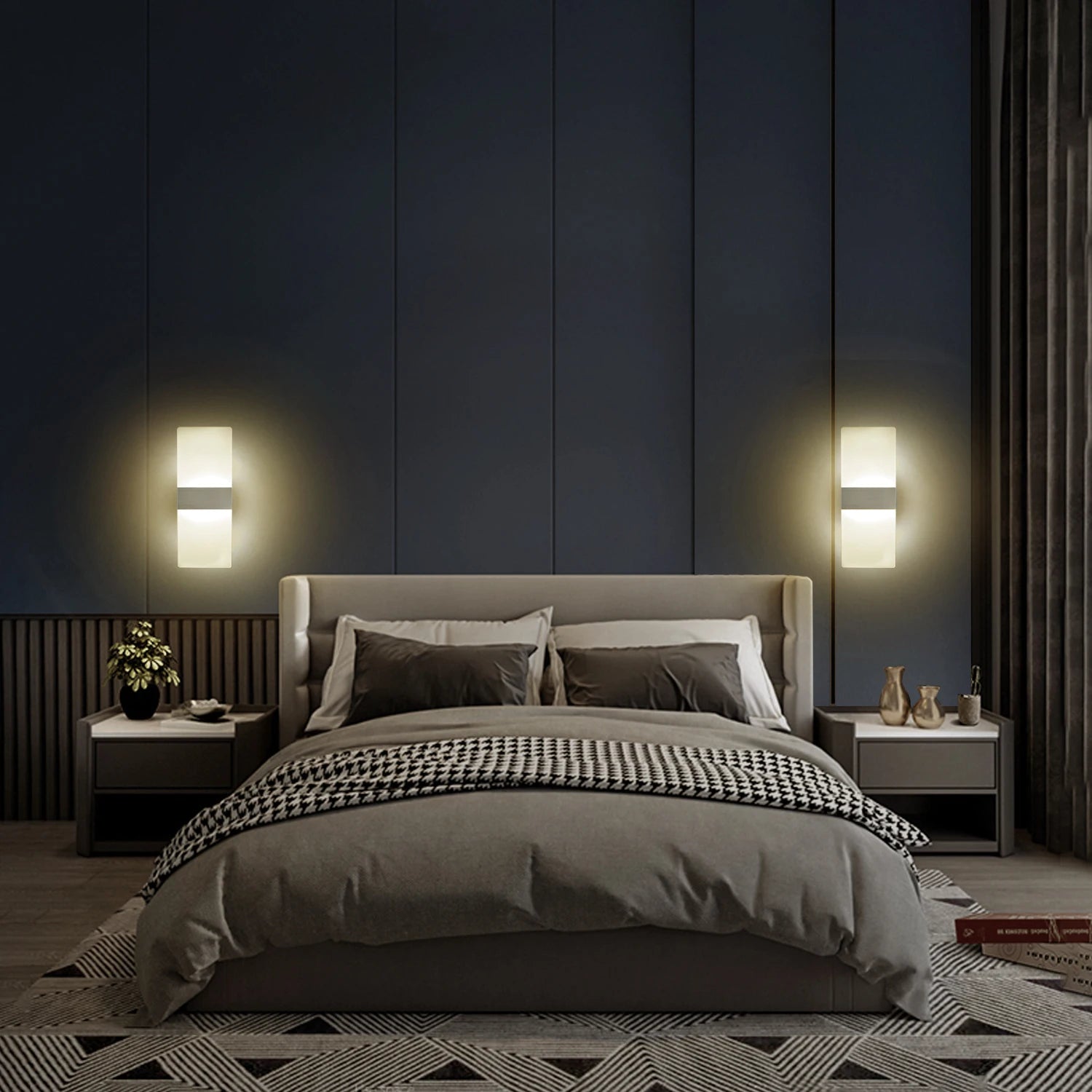 Modern minimalist wall lamp, indoor LED wall light, aluminum acrylic hardwire, bedroom living room corridor staircase Sconces