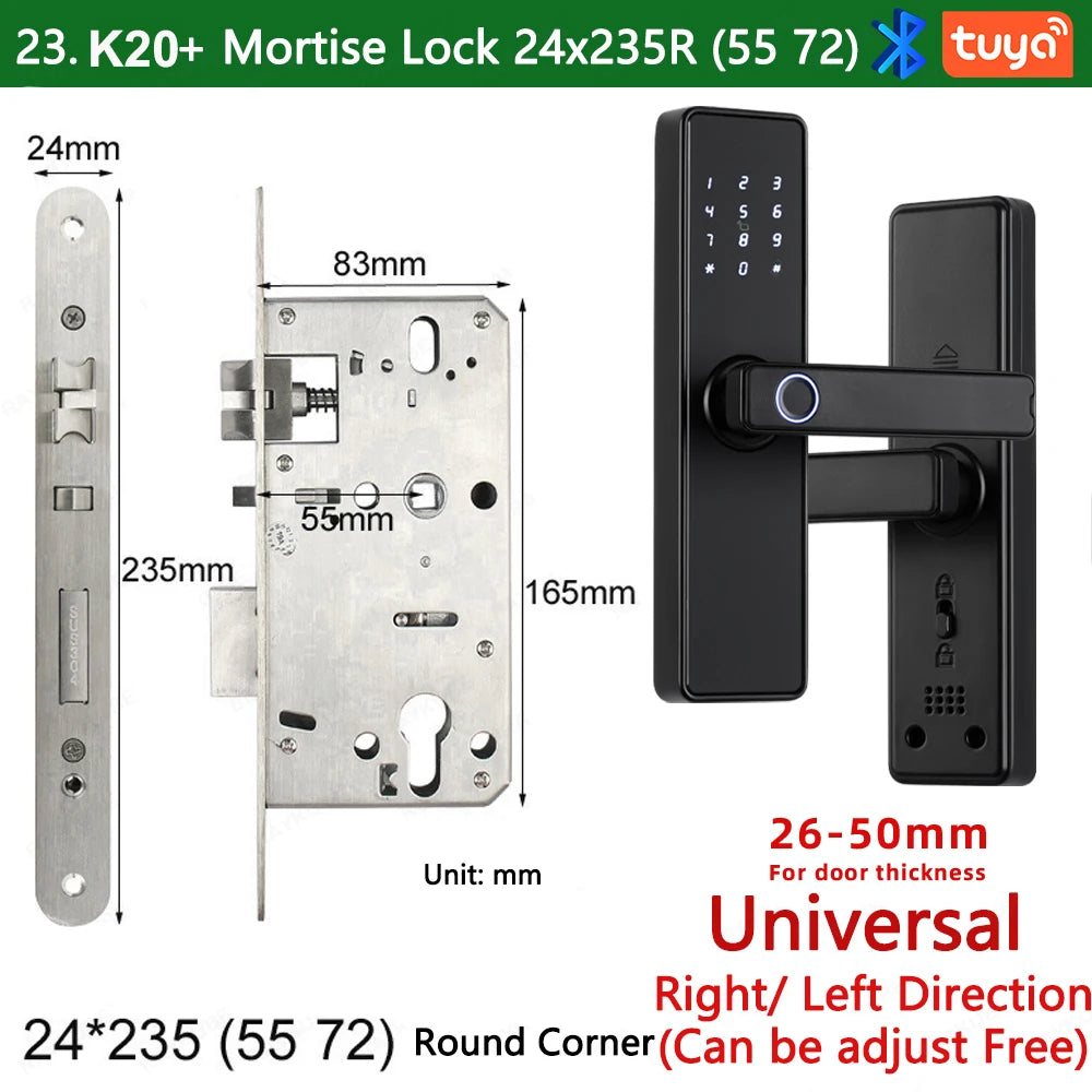 CDOK K20-Tuya Bluetooth door lock, multiple unlocking methods, suitable for office/apartment/B&B/bedroom doors
