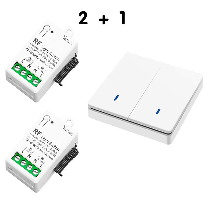 Wireless Smart Switch Light RF 433Mhz 86 Wall Panel Switch with Remote Control Mini Relay Receiver 220V Home Led Light Lamp Fan