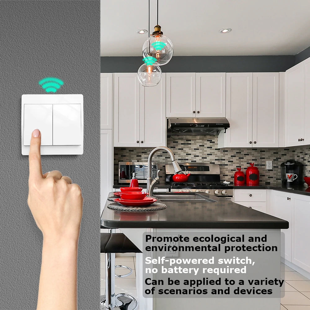433MHz Wireless Self-Powered Light Switch AC 110V 220V Receiver RF 86 Wall Switch No need Battery for Home Appliance LED Lamp