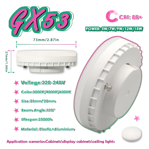 1-20pcs Hight Quality LED GX53 Bulb Spot Light 5W-15W 220V Reflector 50W Equivalent 3000K 4000K 6000K Retrofit The Fittings