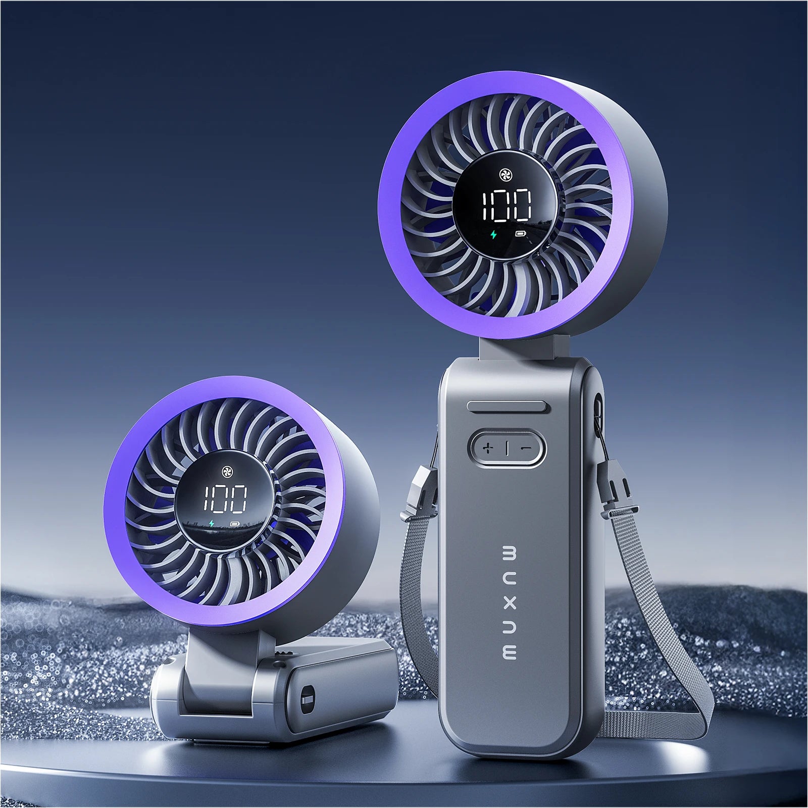 MUXNW 3 in 1 Portable Handheld Fan: Mini Personal Fan 3600mAh Rechargeable Foldable Turbo USB - Summer Beach Travel Cooling