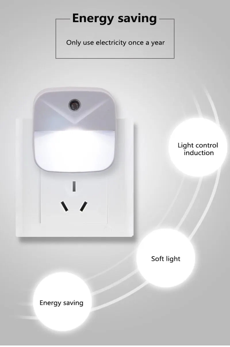 LED Night Light, EU Plug-in Smart Wireless Light Control Sensor Light, 220V Wall Light For Home Corridors, Bathrooms, Hallways