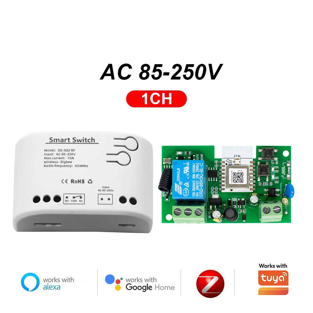 Zigbee 1 2 4 Gang Switch Relay Module Dc 12v 24v 220v Dry Contact 4CH Din Rail Controller Works with Tuya Alexa Gateway Required