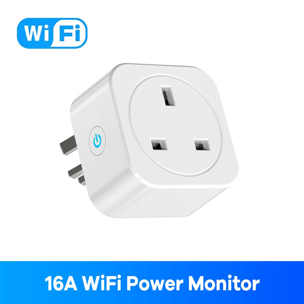 Tuya UK Smart Plug 16A 20A WiFi Socket Power Monitoring Remote Control Timer Works With Alexa Google Assistant Voice Control