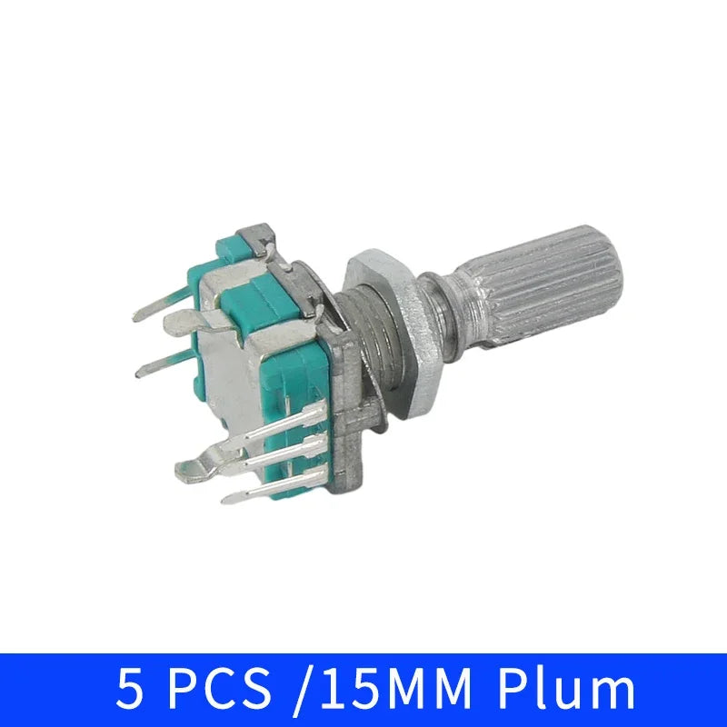 5PCS/LOT 20 Position 360 Degree Rotary Encoder EC11 w Push Button 5Pin Handle Long 15/20MM With A Built In Push Button Switch