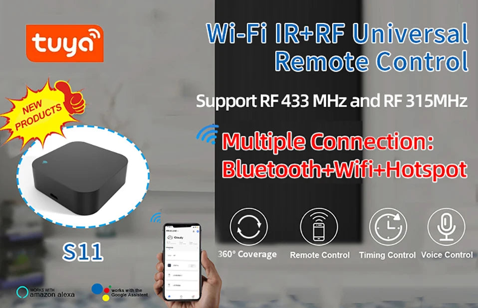 Tuya WiFi RF IR Remote Control 433MHz/315MHz For Smart Home Via SmartLife for Air Conditioner ALL TV Support Alexa,Google Home