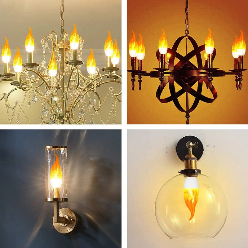 E27 LED Flame Lamp Flickering Fire Simulation Light Bulb E14 Dynamic Flame Effect Candle Light Creative Home Festival Decoration