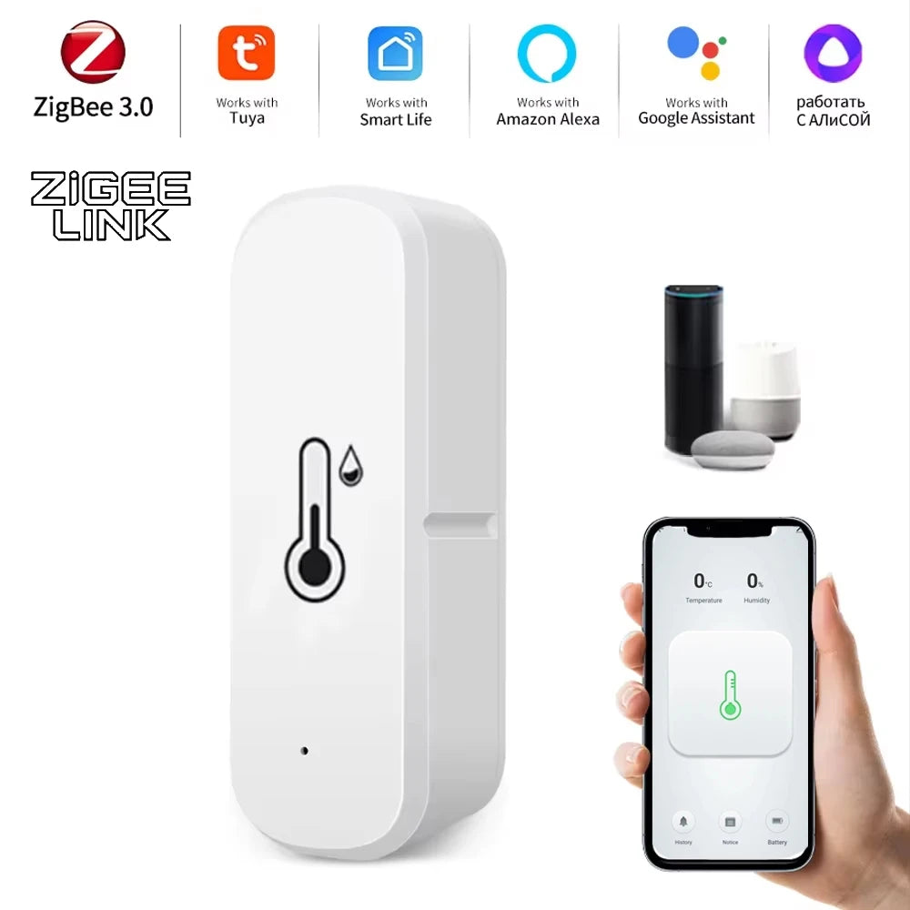 Smart ZigBee Temperature And Humidity Sensor Indoor Smart Home Thermometer Hygrometer App Remote Monitor Required Zigbee Gateway