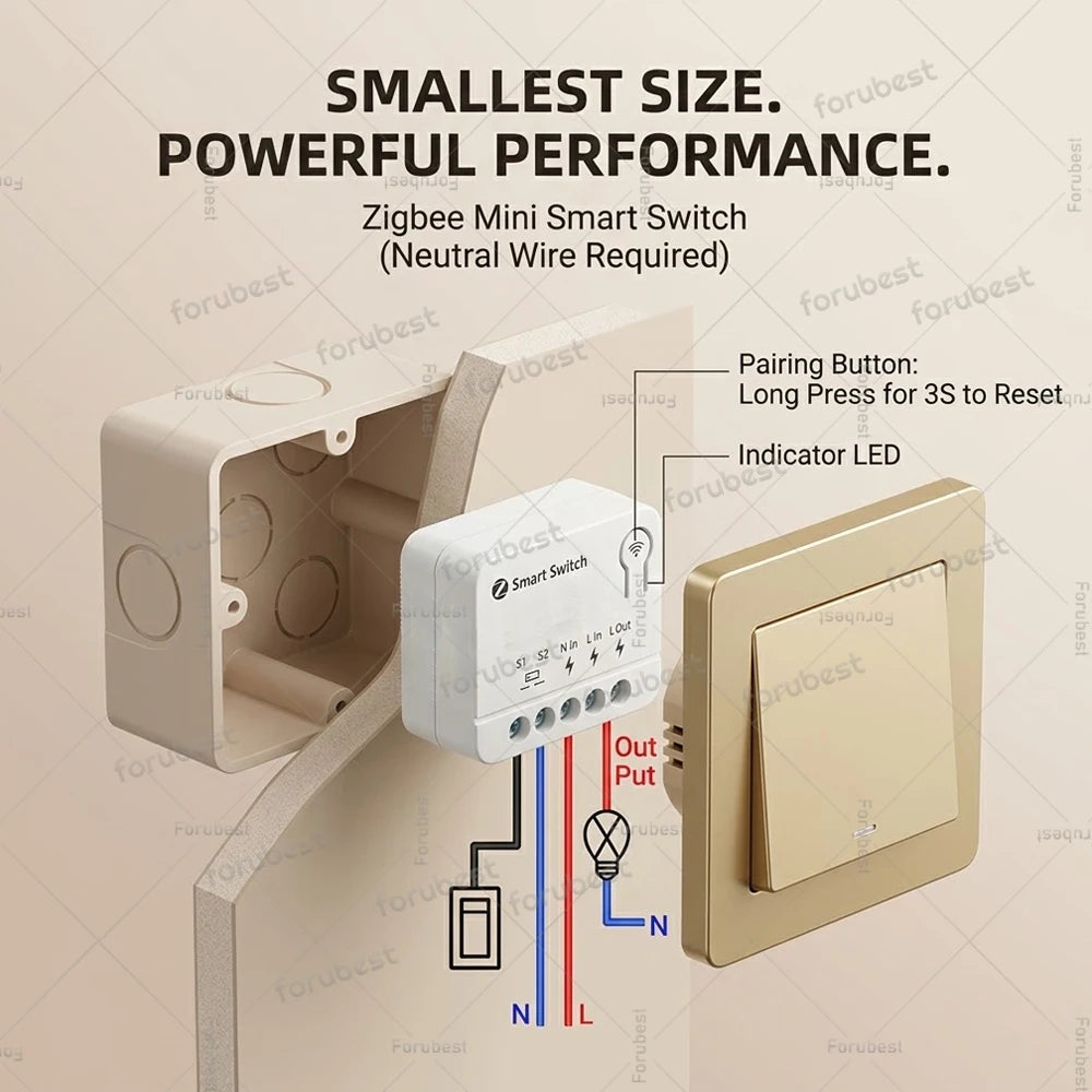 Mini Tuya Zigbee Smart Switch DIY Module 10A/16A 1/2 3 Gang Smart Home Relay Automation Breaker For Smart Life Z2M Alexa Yandex