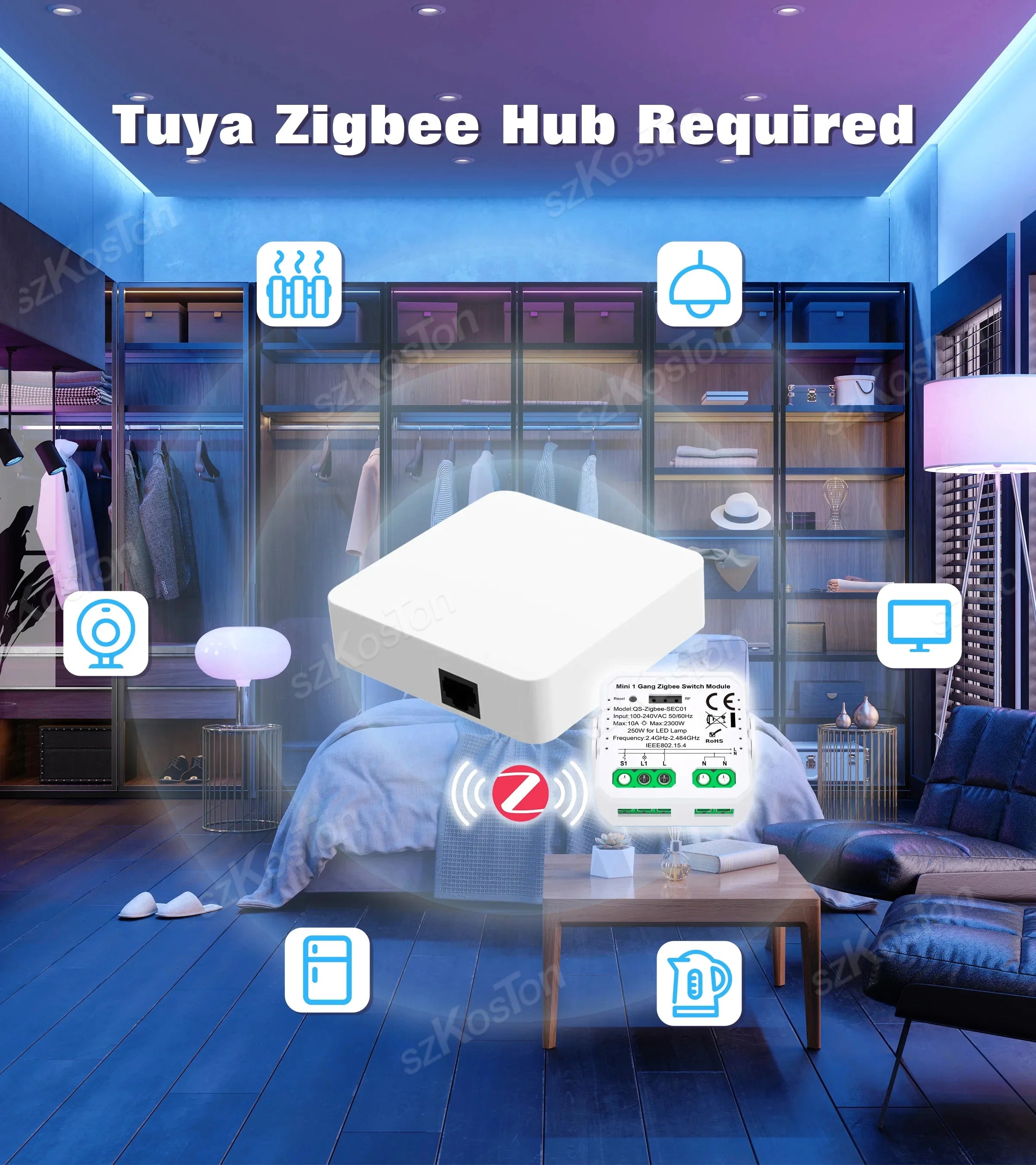 Tuya ZigBee3.0 WiFi Smart Switch Smart Home Dry Contact Module DC 12/24V AC 100-240V DIY Breaker Relay Works with Alexa Google