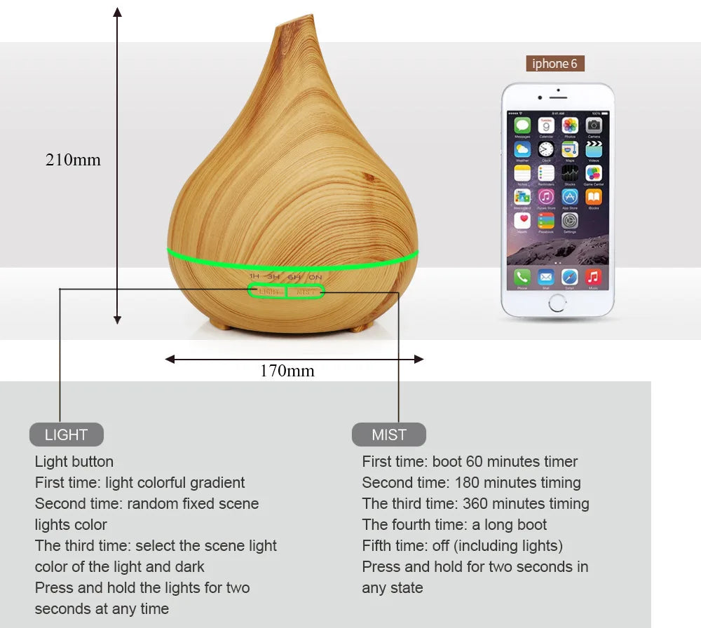 Smart WiFi Wooden Essential Oil Diffuser Air Humidifier Voice Control Humificador For Bedroom Home Plants Support HomeKit