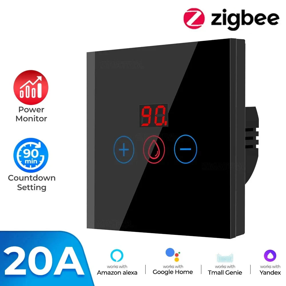 Tuya EU US WiFi/zigbee Smart Water Heater Boiler Switch With Power Monitor Smart Life Control Works With Alexa Alice Google Home