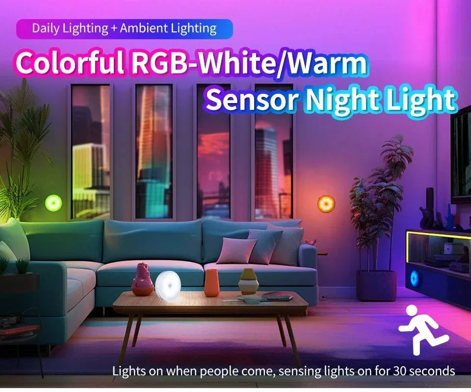 Smart Human Sensor LED Night Light USB Charging Wireless Magnetic Mount Emergency Auto Lighting Lamp for Home Office Hallway