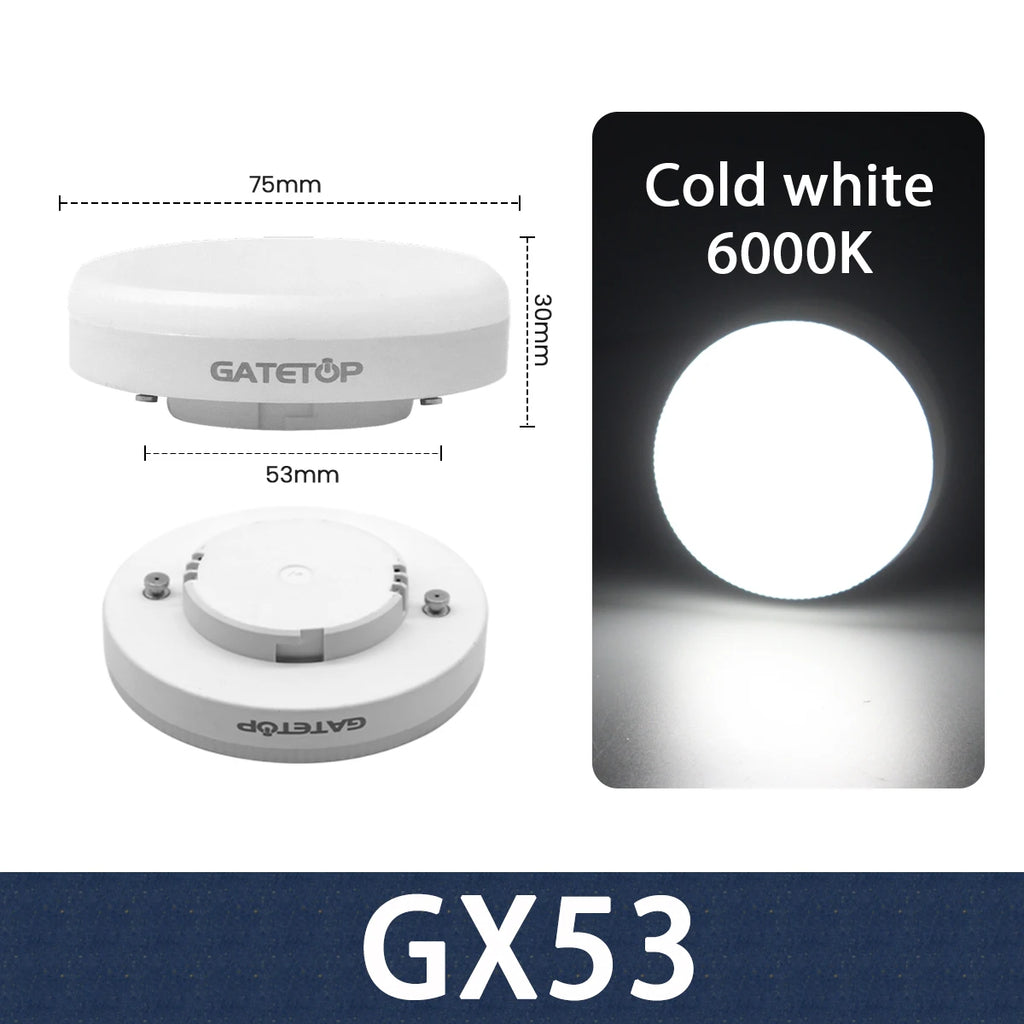 1-10 Pack GX53 LED Bulb 5W 15W Reflector, 60W Equivalent, Disc Frosted Puck, RA80 Warm White 2700K, Retrofit The GX53 Fittings