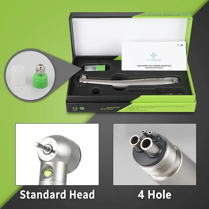 LED Light Dental High Speed Handpiece Ceramic Bearing Cartridge Rotor Push Button Air Turbine Triple Water Spray B2 M4 2/4 Holes