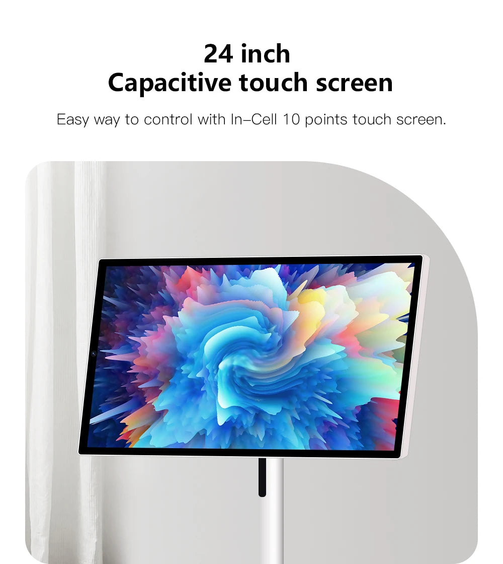 24 Inch Smart Home Fitness Entertainment Movable Charging Screen Built in Dual Speaker High-Definition Camera Smart TV