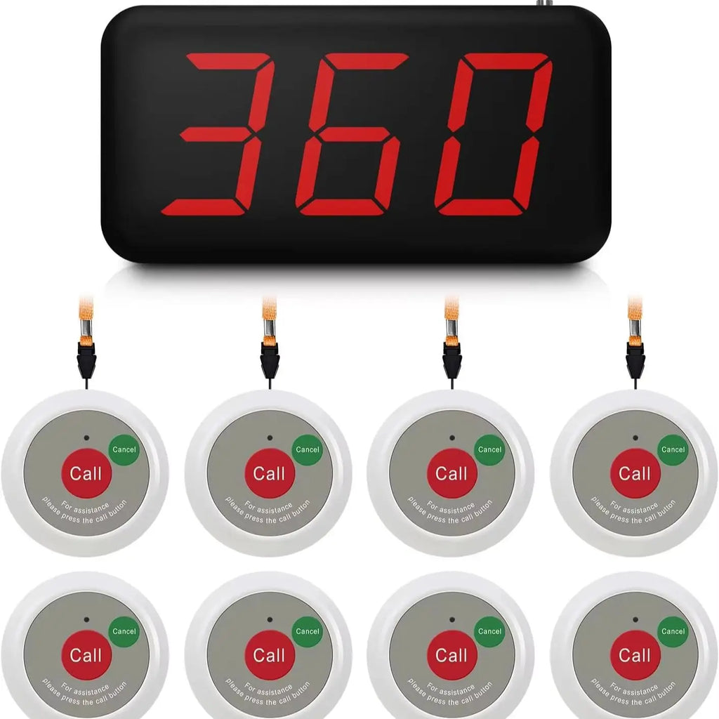 Wireless Call System with 8 Call Buttons for Elderly with 1 Display Receiver for Nnursing Calling system Home Assisted Living