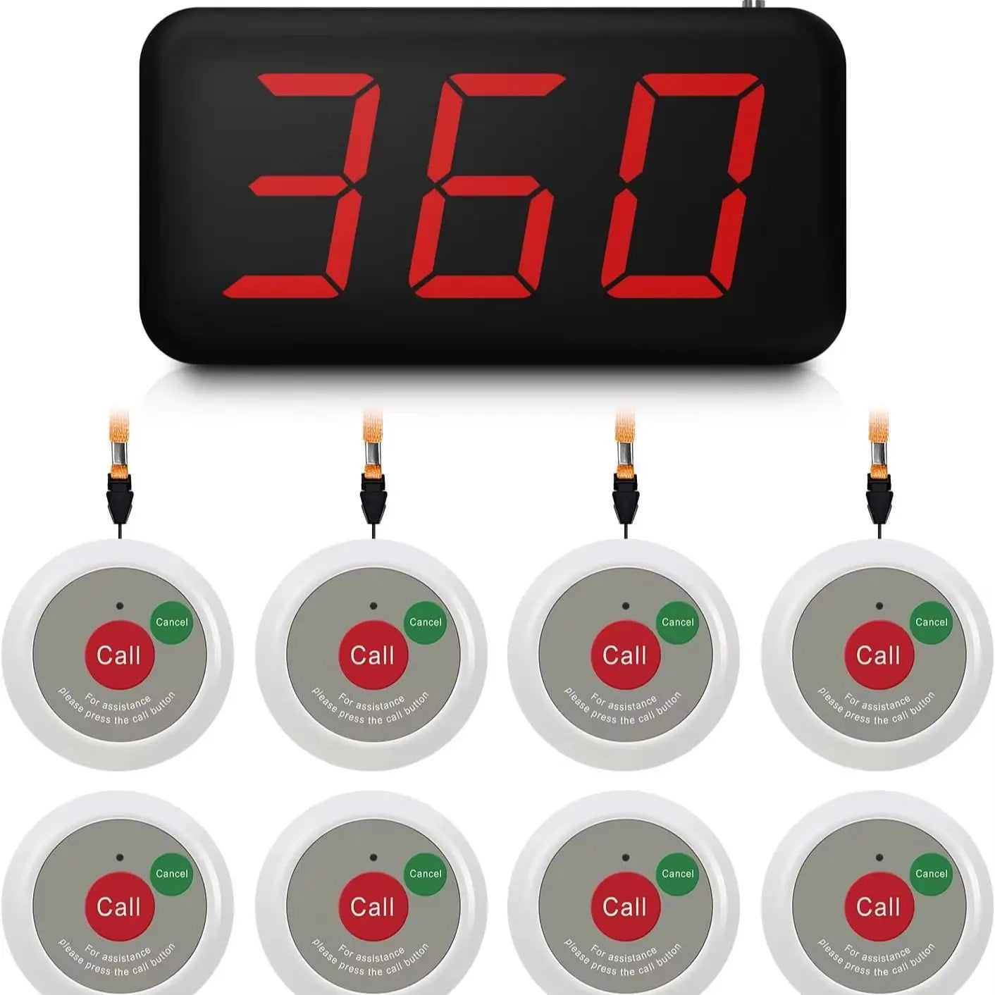 Wireless Call System with 8 Call Buttons for Elderly with 1 Display Receiver for Nnursing Calling system Home Assisted Living