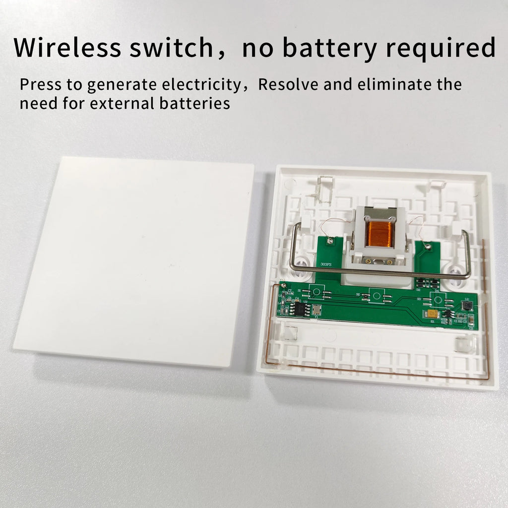 RF433 Self-Powered Wireless Light Switch, Kinetic No Battery,16A Relay, Retrofitting Easy Installation for Home Garage Garden