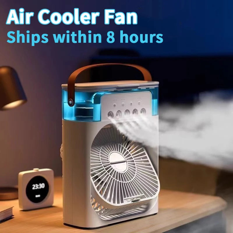 2026 3 In 1 Mini Air Cooler LED Night Light Humidifier Portable Cooling Device For Home Office Desktop Air Refreshing Appliance