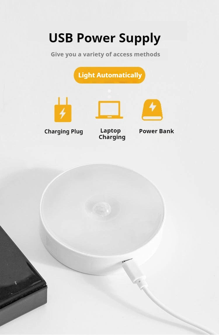 USB Rechargeable Motion Sensor Night Light LED Lamp for Kitchen Bedroom Stairs Hallway Cabinet Closet Wardrobe -Energy Efficient