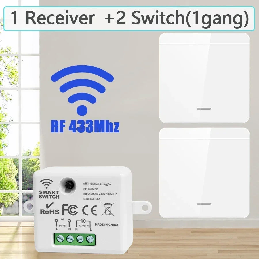 Wireless Wall Light Switch 433Mhz 1/2/3 Wall Light Panel Switch LED Interrupter Switch for Lighting 110V 220V Wireless Control