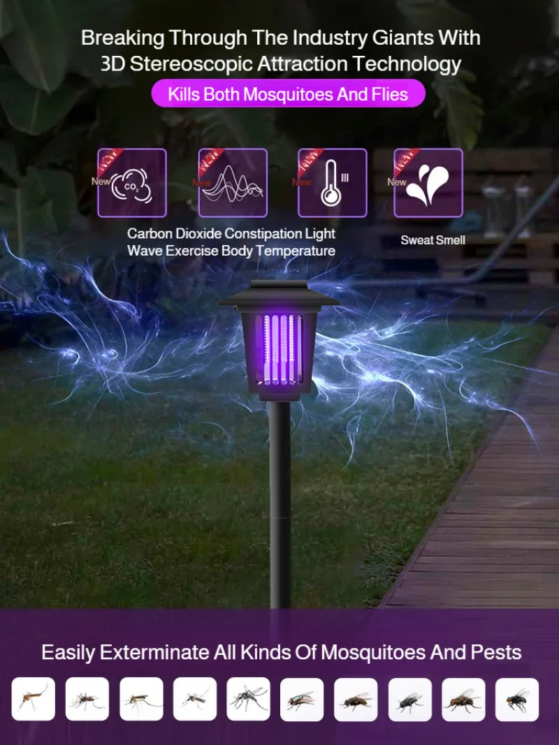 Anti-mosquito solar garden light lighting dual-purpose ground plug-in light square electronic mosquito killer light dual-purpose