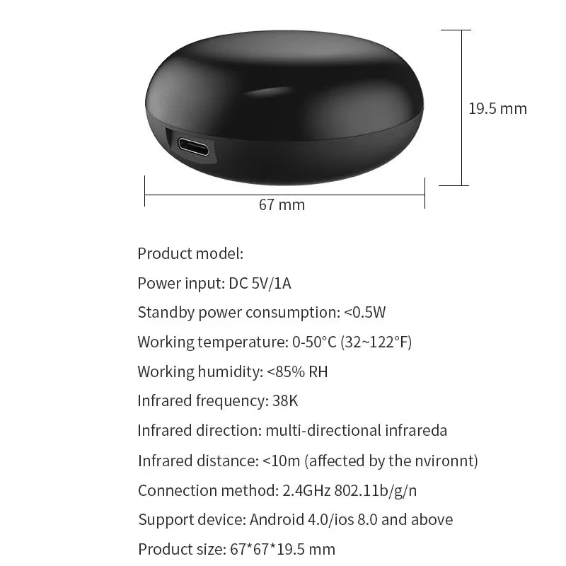 Tuya Smart Universal IR Remote Control Wi-Fi Bluetooth Voice Control for Smart Home TV Air Conditioner