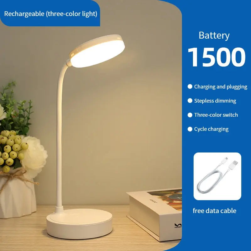 LED Eye Protection Desk Lamp,Adjustable Dimming In Three Levels,Can Switch Between White Light And Warm Light -USB Night Light