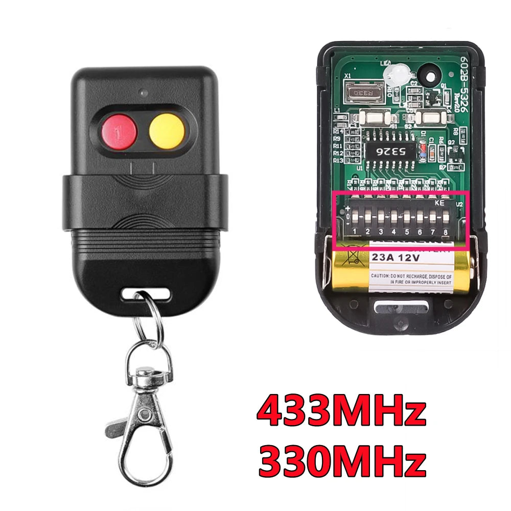 8 Dip Switch 433Mhz 330mhz Smart Copy Remote Control Fixed Code 2 CH Duplicator For Gate Garage Door Opener or Alarm System