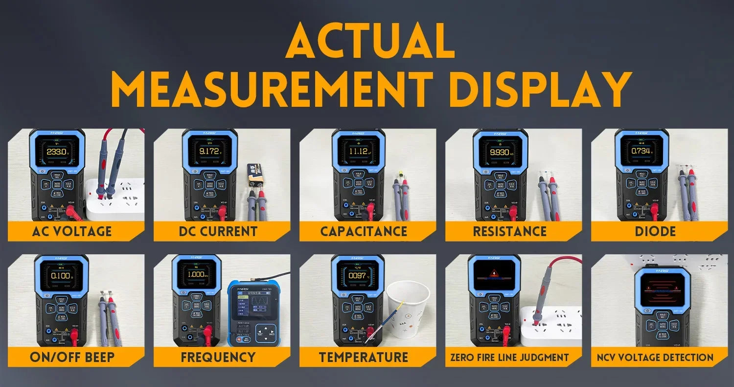FNIRSI DMT-99 Digital Multimeter 9999 Counts Smart Professional Tester for 1000V Auto - range AC/DC Ohm Hz and Capacitance