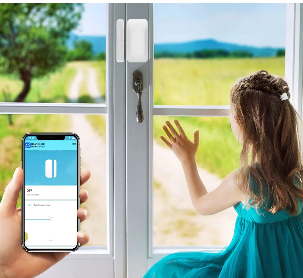 Tuya Zigbee Wireless Door Windows Sensor Mini Smart Home Wireless Door Detector Door Open Closed Alarm System for Alexa