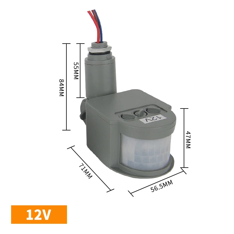 12V Motion Sensor 220V/110V PIR Movement Detector Automatic Infrared Wall Mount Timer Outdoor 24V LED Motion Sensor Light Switch