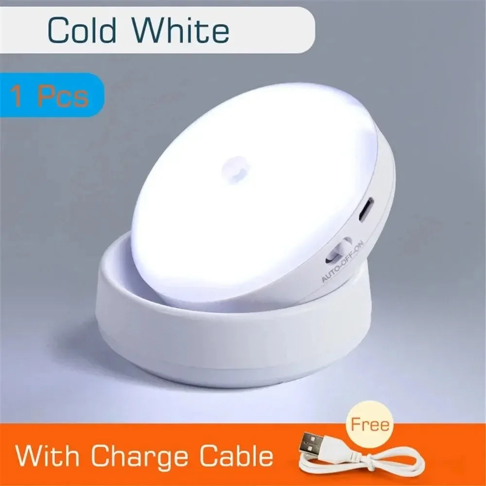 Night Lamp With Motion Sensor Night Light Rechargeable Wireless Led 360 Rotating Magnetic For Kitchen Room Bedside Table