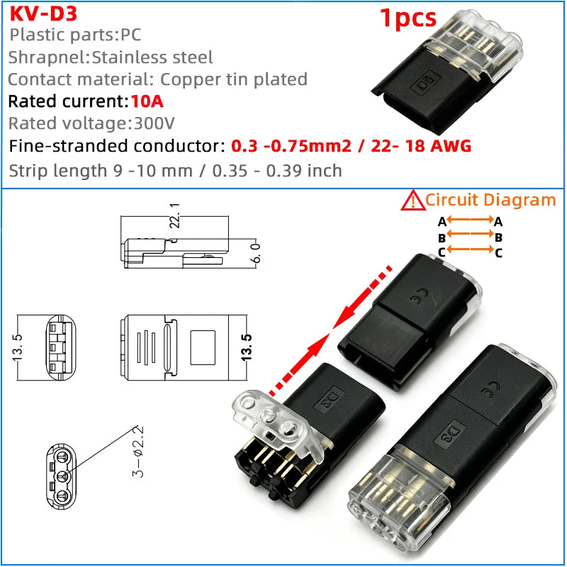 Quick Wire Connection T-Type No Wire Cutting LED Solder-Free Wire Connector Piercing Style Parallel Line Distributor