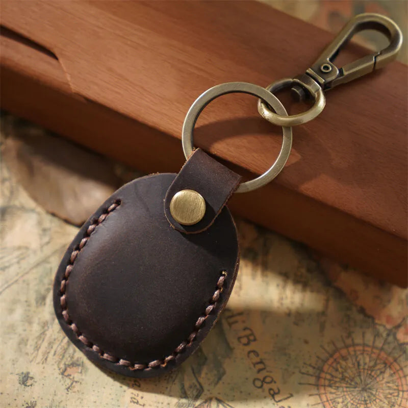 Keyring For Airtags Protective Case Retro High Quality Leather Keychain For Apple Anti-lost Tracker Locator Device Accessories