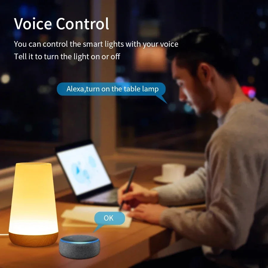 TUYA WiFi Night Light LED Smart Touch Bedside Lamp USB Charging Table Lamp Dimming Night Lamp Room Decor Lamp  Alexa Google Home