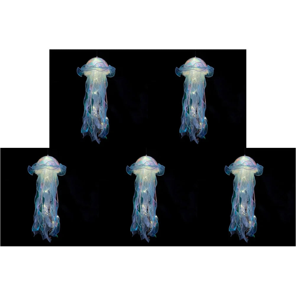 5-1PCS RGB Jellyfish Lamp Colorful Night Light Jellyfish Atmosphere Light Lamp Hanging Ceiling Lantern Creative Jellyfish Lamp