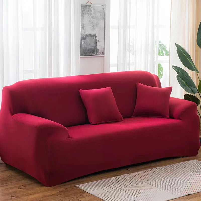 Solid Color 1/2/3/4 Seat Sofa Cover Stretch Milk Silk Fabric Couch Covers for Living Room Sectional Corner Settee Slipcovers 1PC