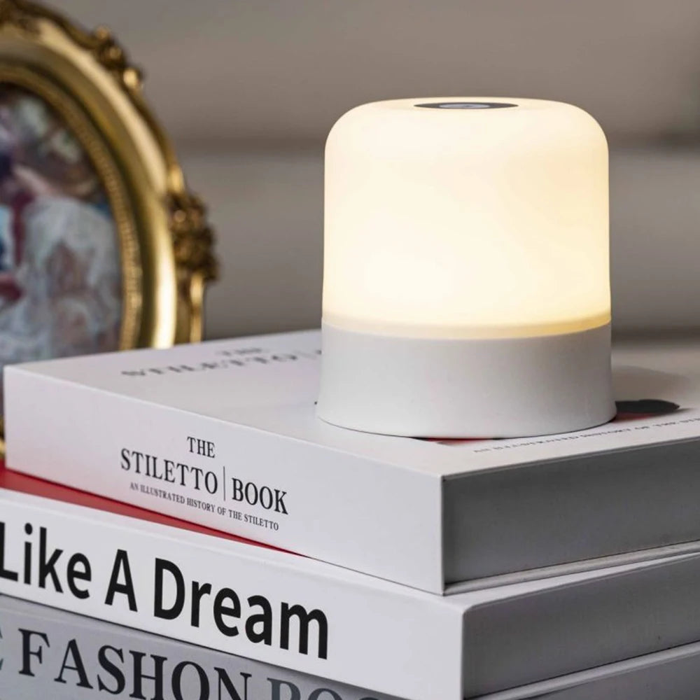 LED Night Light Rechargeable Dimmable Bedside Lamp 3 Colors Adjustable Soft Glow Eye Protection Portable Table Lamp for Bedroom