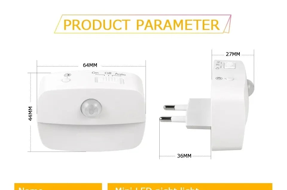 Mini LED Night Light PIR Motion Sensor Lamp 3 Modes Night Lamp Bedroom Bedside Lights EU Plug For Closet Corridor Bathroom