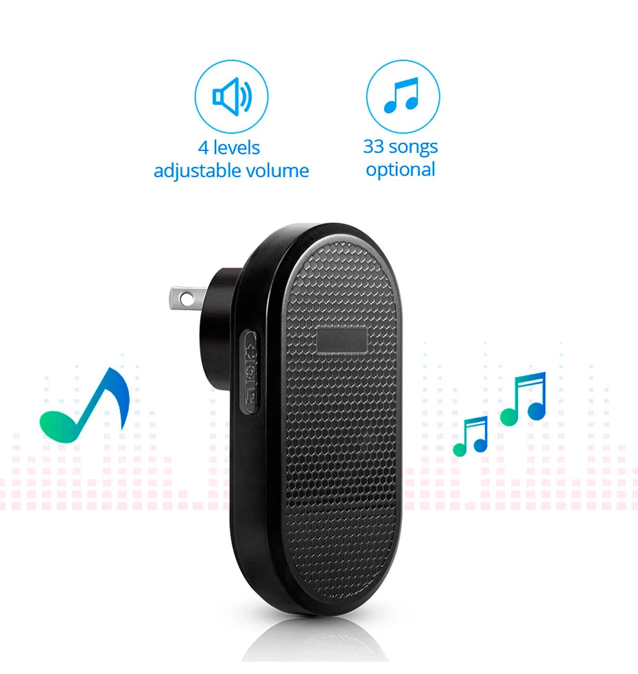 KERUI Wireless Doorbell with 33 Songs Melody Smart Home Welcome Chime Kit 4 Level Volume Intelligent Door Bell 150m Transmission